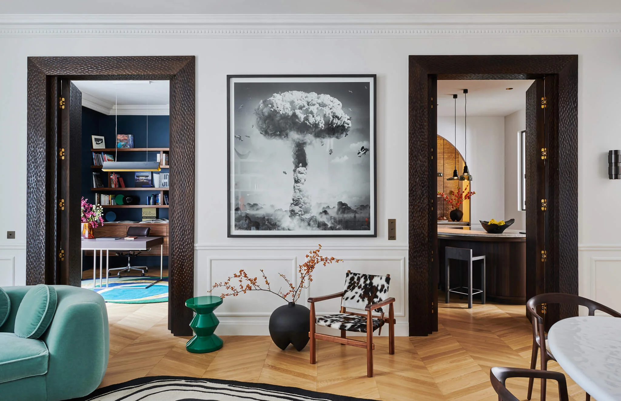 Bespoke Point de Hongrie flooring in a classic Parisian apartment by Alexandra Boussagol