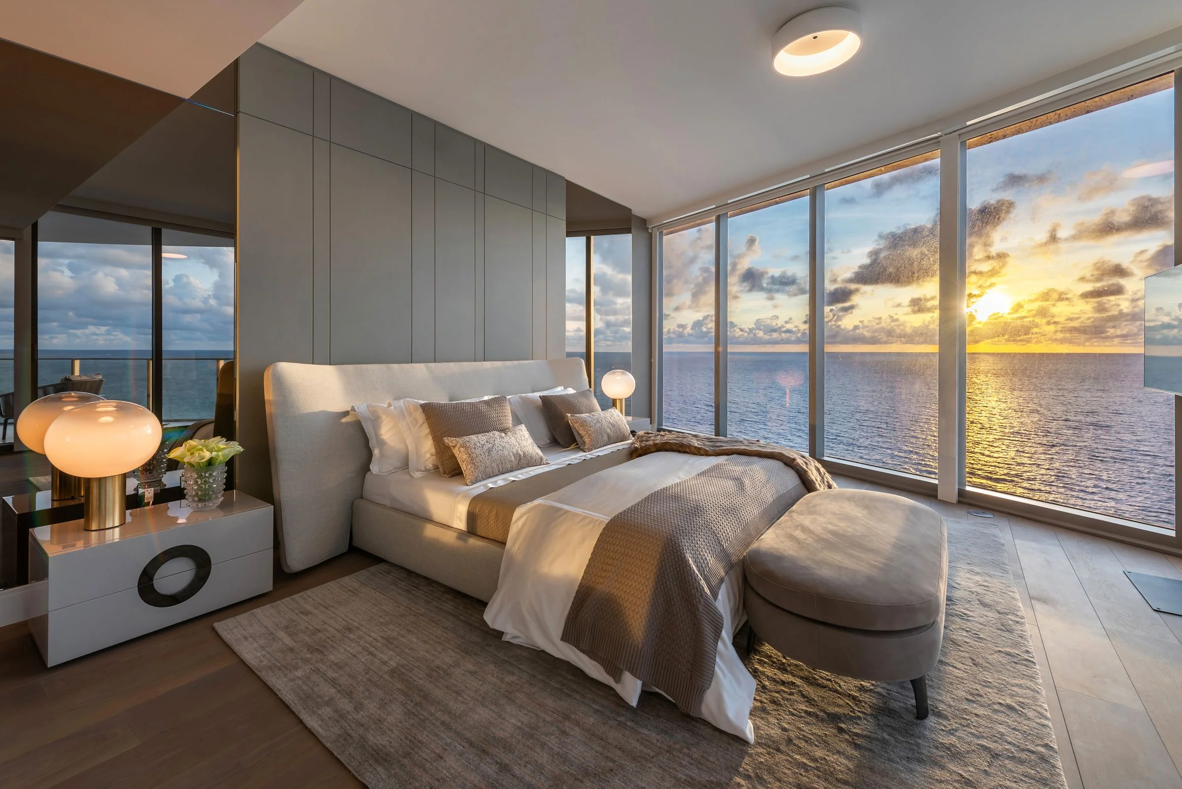 Ritz-Carlton Residences, Private Residences, Sunny Isles Beach, Miami, master bedroom ocean sunset