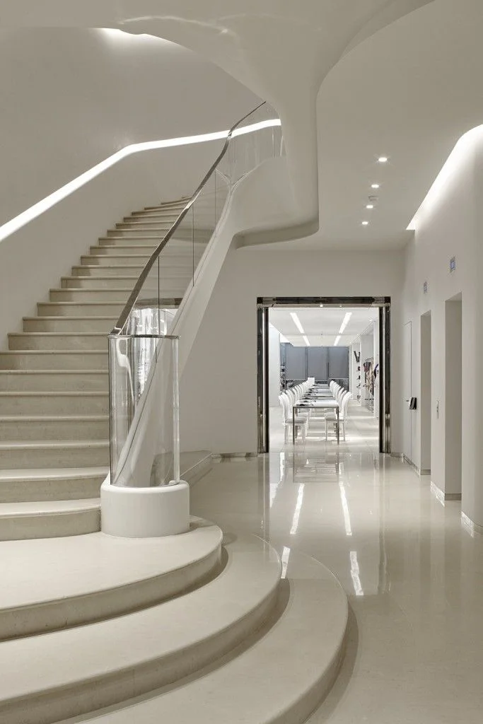 Dior, Paris, sculpted staircase