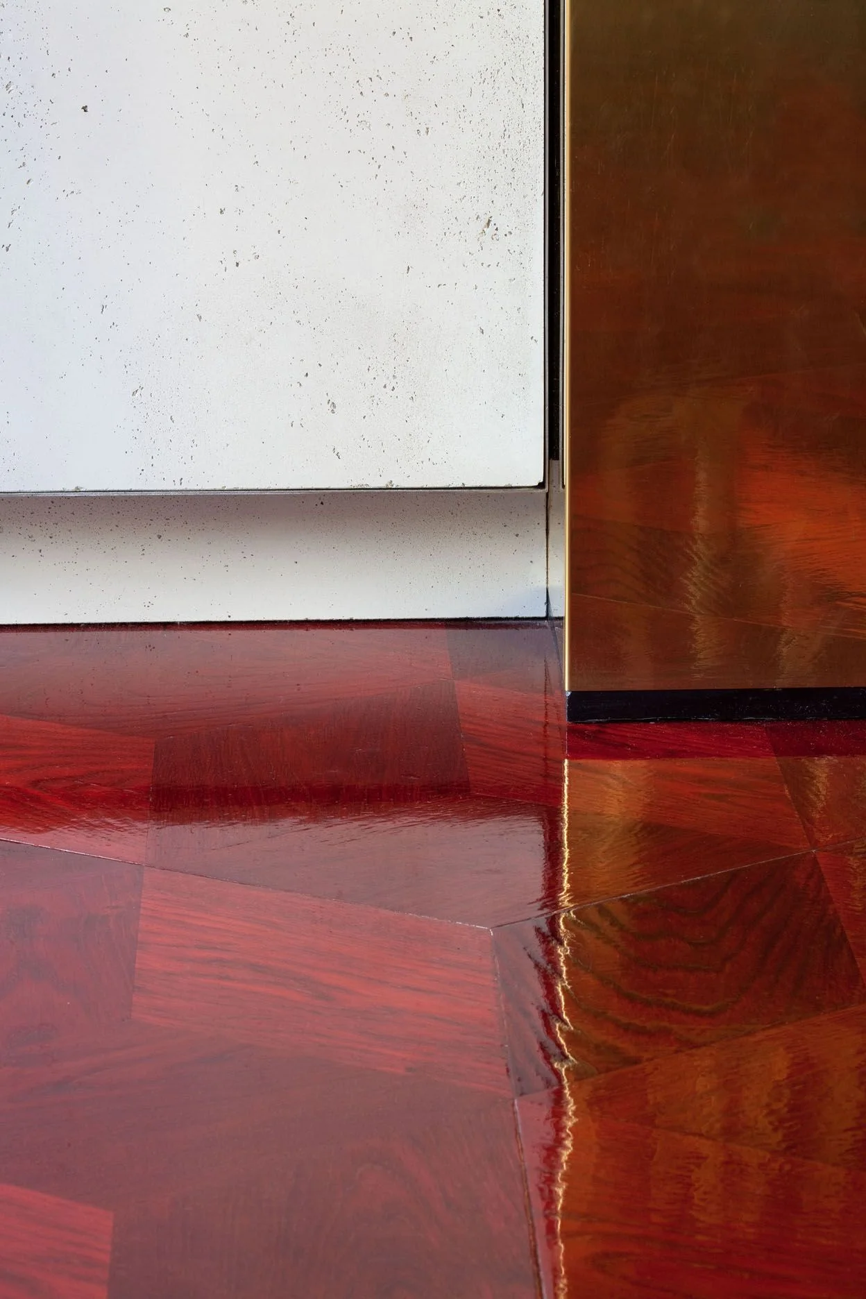 Private Apartment, Paris, red lacquer floor