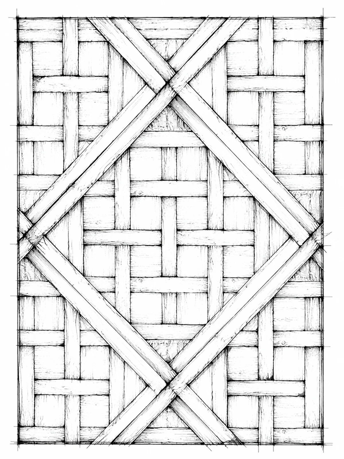 An antique hand-assembled French marqueterie parquet panel showing historical Versailles pattern design