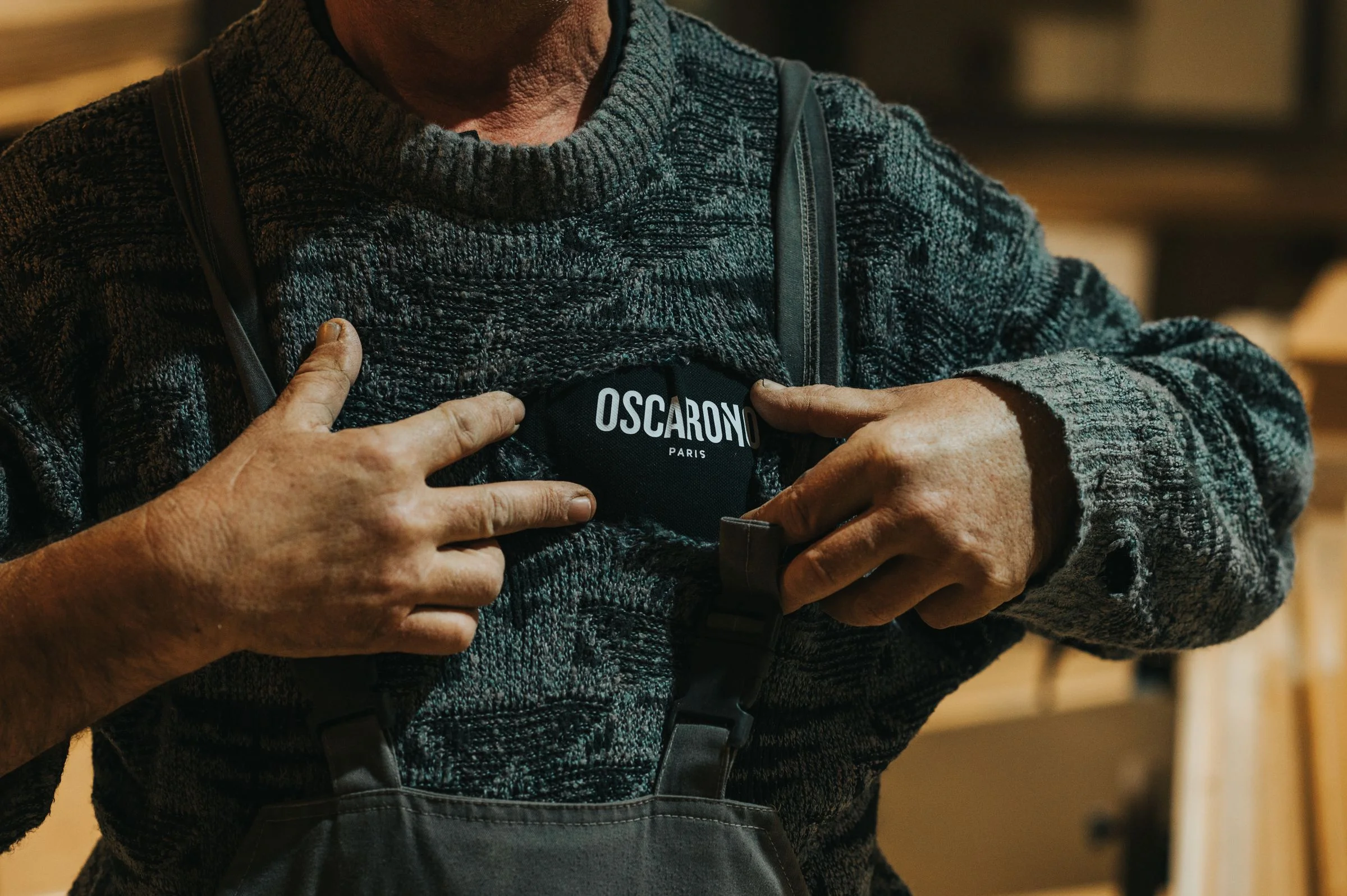 The OscarOno mark worn at the heart