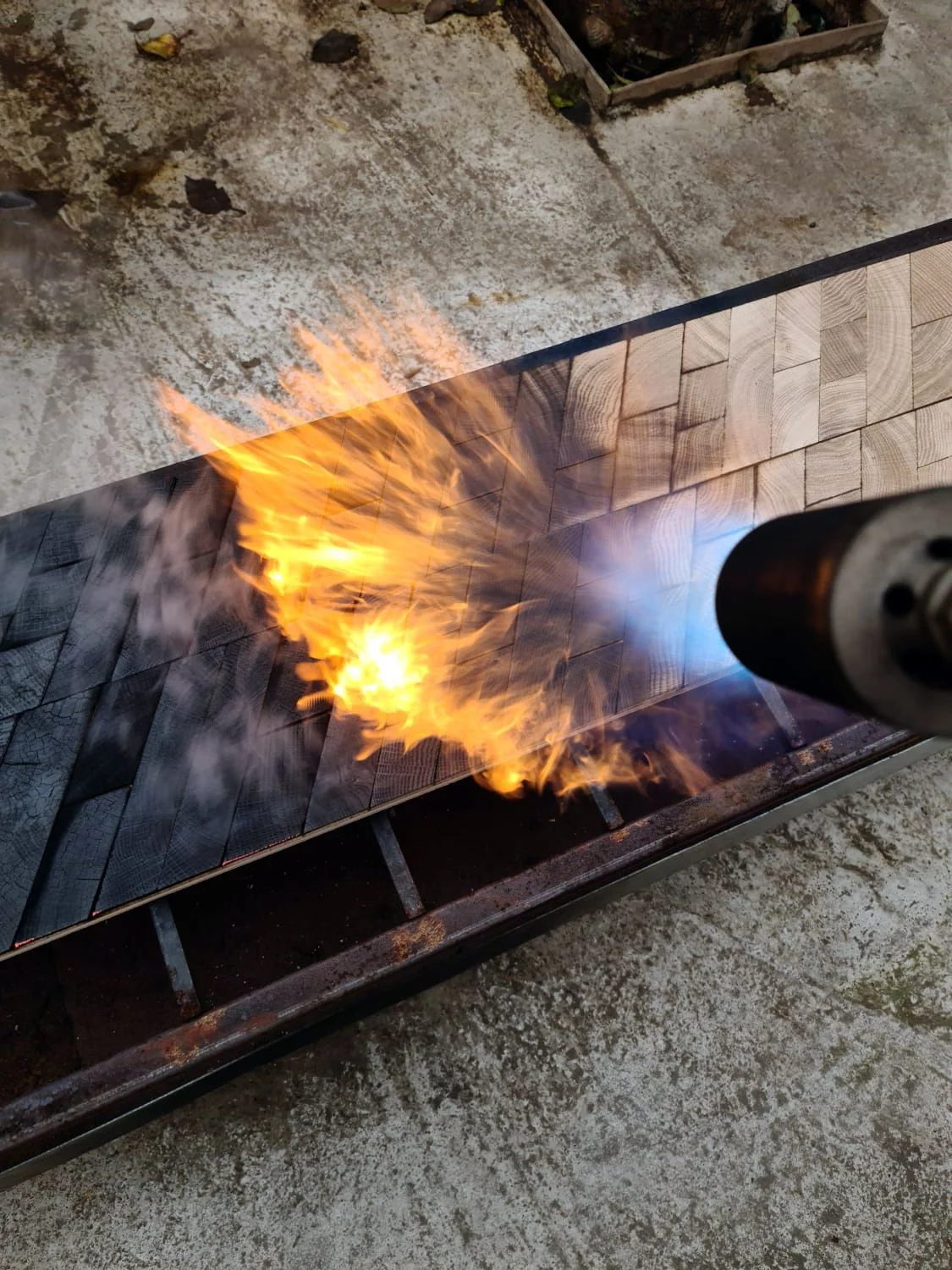 Flame passing over a panel