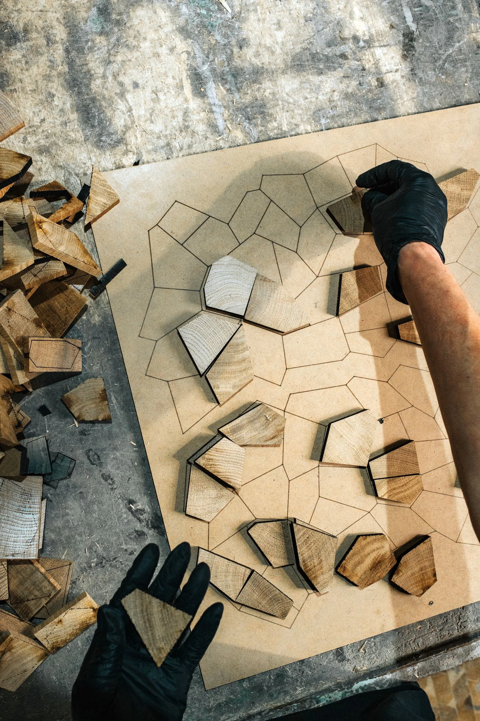 An Opus surface being laid by hand