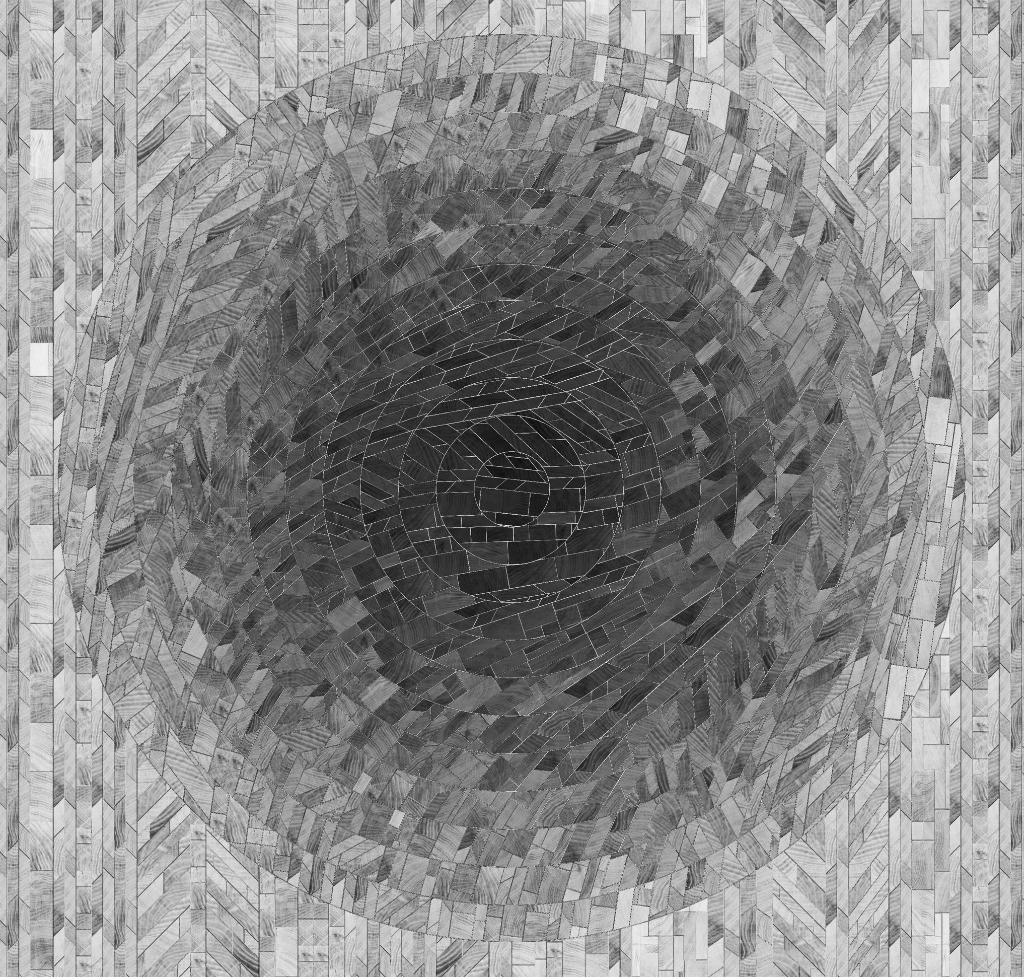 The founding drawing, a forest of endgrain oak